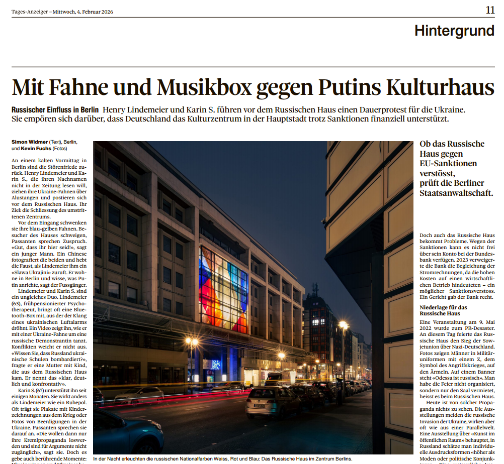 Russisches Haus Berlin nachts beleuchtet – Tages-Anzeiger Schweiz